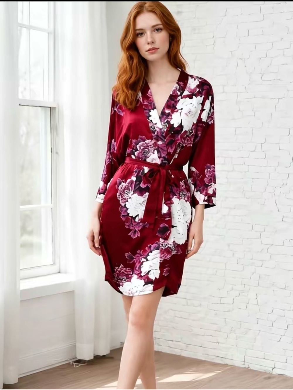 Plus Size Black Floral Robe - Picture 2 of 2
